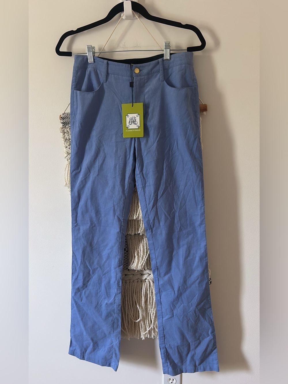 NWT Elizabeth McKay Wide Leg Corduroy Cord Pants Periwinkle Blue Size 6